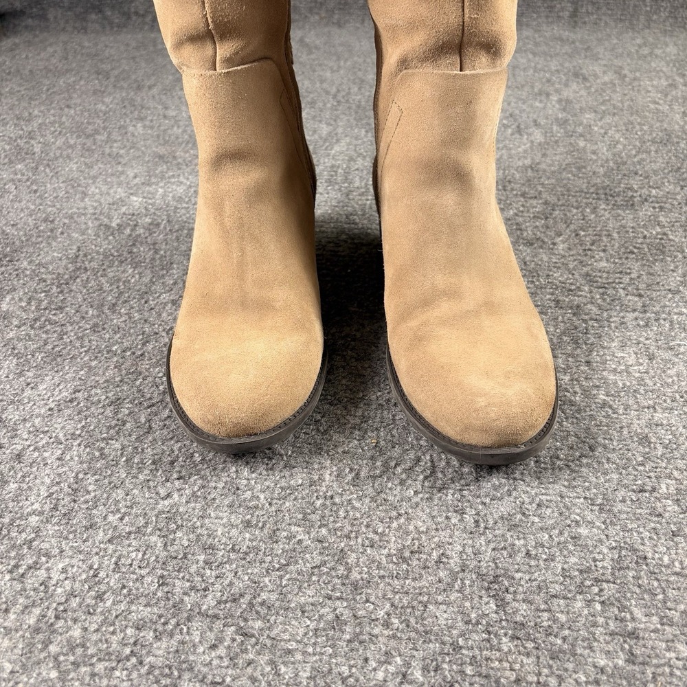Vince Camuto Bendra Tall Boots Women's 6.5M Taupe Suede Side Zip Riding Low Heel - Picture 2 of 15
